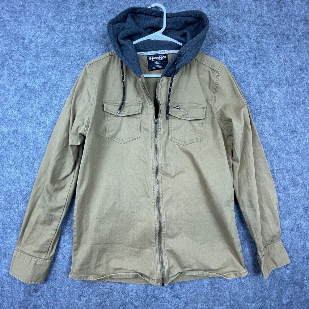 Tony Hawk Jacket Mens‎ Small Khaki Hoodie Lightweight Skater Skateboard Punk